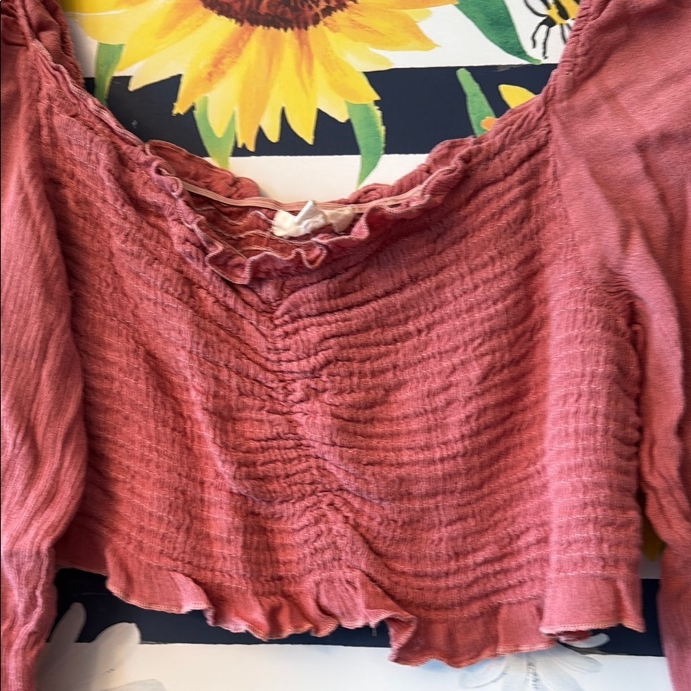 Women's Pink Ruffled Sun & Sam Top L - Picture 3 of 6